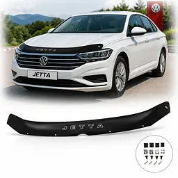 Дефлектор капота мухобойка Volkswagen Jetta 2018- Євро кріплення (Vip Tuning) VW82