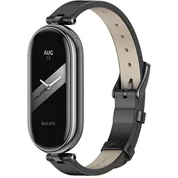 Шкіряний ремінець MiJobs для фітнес-браслета Xiaomi Mi Band 3 и 4 Type A чорний, тримач - чорний