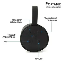 Портативна Bluetooth колонка бездротова переносна колонка з вологозахистом бумбокс UKC TG-113 чорна - мініатюра 2