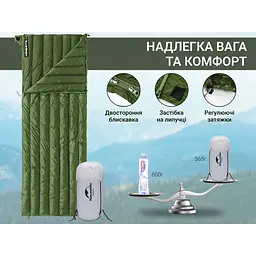 Спальний мішок з натуральним пухом Naturehike CWM295 CNK2300SD013, зелений - мініатюра 10