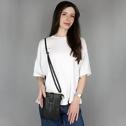 Жіноча міні-сумка Virginia Conti VC 03996 з натуральної шкіри флотар чорна - мініатюра 2