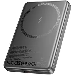 Зовнішній акумулятор HOCO Q26A Joy PD20W magnetic fast charging power bank(10000mAh) metal gray (6942007624053)