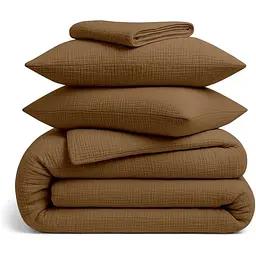Комплект постільної білизни Cosas Cocoa brown Двоспальний муслін каштан (Muslin_13CocoaBrown_El160-13CocoaBrown_180)