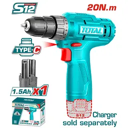 Шуруповерт Total TDLI12428 12В Li-Ion 1акк. сумісність з Type-C без ЗП
