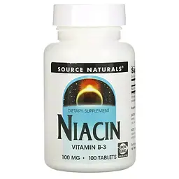 Ніацин Вітамін В3 100 мг Niacin Source Naturals 100 таблеток