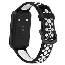 Силіконовий ремінець Primolux Perfor Classic для фітнес браслета Huawei Band 7- Black White - мініатюра 2