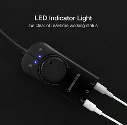 Звукова карта зовнішня USB Ugreen CM129 USB External Stereo Sound Adapter кабель 1 м (50599) - мініатюра 3