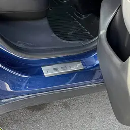 Накладки на пороги для Tesla Model Y 2019 - Нержавіюча сталь із загином та Логотипом 4 шт (Premium P-TE04) - мініатюра 3