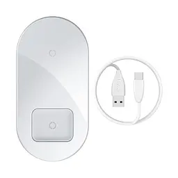 Зарядне бездротове BASEUS Simple 2-in-1 Wireless Charger 18W Max (WXJK-02) біле - мініатюра 2