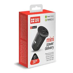 Автомобільний зарядний пристрій ColorWay (2USBx3A, 38W) Power Delivery Port+QC3.0 Gray (CW-CHA029PD-GR) - мініатюра 4