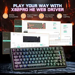 Клавіатура Attack Shark X82 Pro RGB HE магнітні перемикачі бездротова чорна Contour Line (AS-6972792470696-BCL) [166726] - мініатюра 7