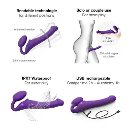 Безремінний страпон Strap-On-Me Vibrating M, 18 см - мініатюра 2