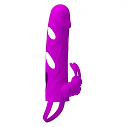 Насадка на пеніс Pretty Love Vibrating Penis Sleeve 14 см фіолетовий - мініатюра 3