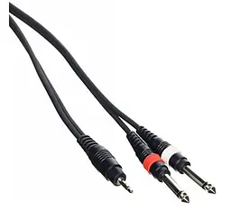 Готовый аудио кабель Jack 3,5 stereo — 2xJack 6,3 mono BIG YC005 1.5м - мініатюра 1