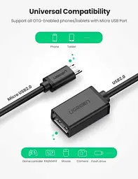 Кабель-адаптер UGREEN US133 Micro USB OTG круглий 12СМ Black (10396) - мініатюра 7