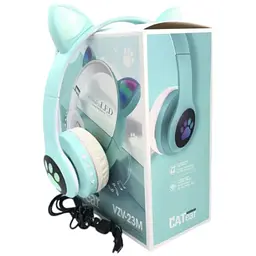 Бездротові дитячі навушники Cat Ear VZV-23M Bluetooth з котячими вушками зелені - мініатюра 2