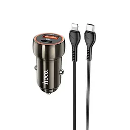 Адаптер автомобільний HOCO Type-C to Lightning Cable Blue whale car charger set Z46A коричневий - мініатюра 3