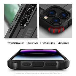 Чехол для Apple iPhone 15 Pro, Panzer, серый, противоударный, бронированный, милитари, панель-накладка, защита всего корпуса, защита дисплея и камеры, термополиуретан (TPU) + поликарбонат (PC), ArmorStandart (ARM75645) - мініатюра 5