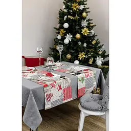 Скатертина Прованс Merry Christmas 180х132 см сіра (31467) - мініатюра 3