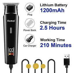 Машинка для стрижки волосся Kemei KM-1113 5 Вт Чорний (2390000005) - мініатюра 7