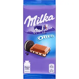 Набір: Шоколад молочний Milka з горіхом 90 г + Шоколад Milka з молочною начинкою зі смаком ванілі та шматочками печива Oreo 100 г - мініатюра 2