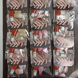 Нігті накладні з дизайном K · Nail Art Nail Natural з клеєм, упаковка 12 шт. №008