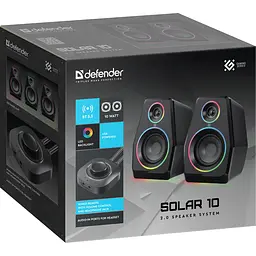 Акустична система 2.0 Defender Solar 10, 10Вт, Bluetooth, RGB підсвітка, USB, чорна - мініатюра 8