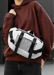 Велика жіноча поясна сумка бананка Sambag DynamicDart принт "Square" 38 × 21 × 7 см (80411150) - мініатюра 2
