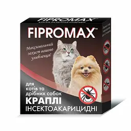 Каплі від бліх і кліщів для котів і дрібних собак вагою 4-10 кг Fipromax 2 шт./уп