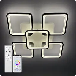 Люстра світлодіодна 517 Light 3color з пультом 180Вт Чорний (01760)