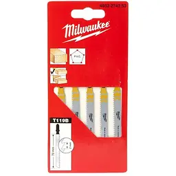 Полотна для лобзиків T119B MILWAUKEE, 50х2,0мм , (5шт), (деревина)