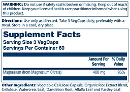 Магній цитрат, Magnesium Citrate 400mg - 180 vcaps - мініатюра 2
