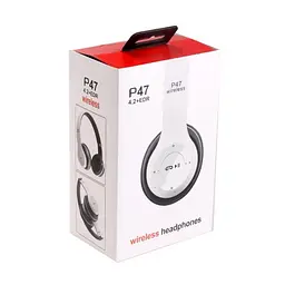 Бездротові блютуз навушники з радіо та MP3 плеєром FM Bluetooth UKC P47 білі - мініатюра 4
