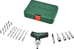 Викрутка з тріскачкою, Т-подібне руків'я, 20 насадок, 109мм, сталь Bosch hoz0014150