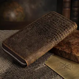 Чоловічий клатч 14462 шкіра під крокодила Vintage коричневий - мініатюра 4