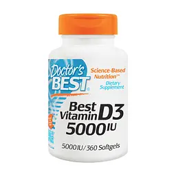 Вітамін Doctor's Best Вітамін D3 5000IU, 360 желатинових капсул (DRB-00250)