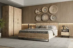 Ліжко двоспальне Moreli Forte F-0010 у стилі Loft на металевих ніжках 1680х980х2126 мм Дуб Аппалачі - мініатюра 2