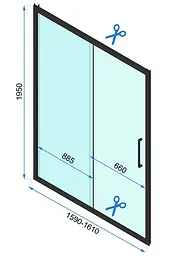 Душова кабіна Rea Rapid Slide 80x160 black REA-K6421 + REA-K6406, Чорний матовий, Універсальна, прозрачний, Чорний матовий - мініатюра 6