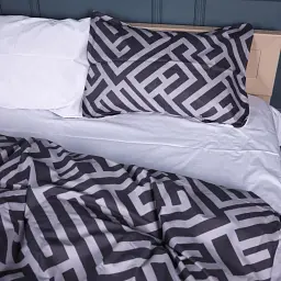 Дитячий комплект постільної білизни MirSon Сатин 22-1395 Geometric Design 110х140 см білий з чорним (2200010565171) - мініатюра 2