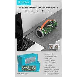 Портативна акустика Celebrat TWS SP-6 5Wx2 хакі - мініатюра 6