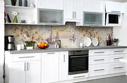 Вініловий кухонний фартух Яхти і квіти наклейка для кухні ПВХ море Абстракція Бежевий Happy Pocket Z181495 - мініатюра 5