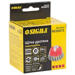 Щітка дротяна чашоподібна Sigma Ø75мм М14×2мм (сталева кручена) (9026071) - мініатюра 2
