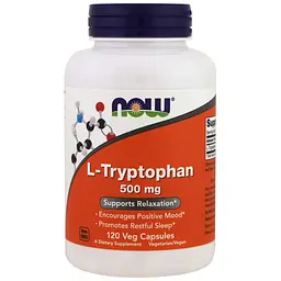 Триптофан, L-Tryptophan, 500 мг, 120 вегетаріанських капсул Now Foods vit0002006