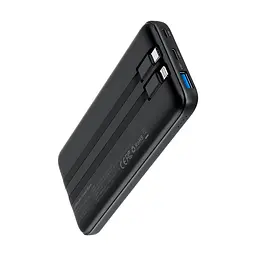 Повербанк 10000mAh Choetech B654 Black 22.5W QC3.0 PD3.0 вбудовані кабелі Type-C та Lightning (43-00147) - мініатюра 2