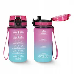 Пляшка для води спортивна 4FIZJO 500 мл 4FJ0628 Pink/Sky Blue (P-5905973400749) - мініатюра 1