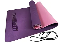 Килимок для йоги та фітнесу EasyFit TPE+TC 6мм двошаровий фіолетовий-рожевий (EF-1924-VP) - мініатюра 13