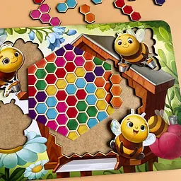 Дерев'яний пазл-вкладиш "Веселі бджілки" сортер-тетріс Ubumblebees 1х31х23 см det0009904 - мініатюра 3