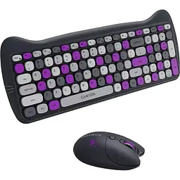 Комплект (Клавіатура та Миша) CANYON HSET-W6 EN Kitty Edition AAA+АА Wireless Violet - мініатюра 3