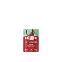 Вологий корм для котів Carnilove Gravy Pheasant with Raspberry Leaves фазан і листя малини в соусі пауч 85 г