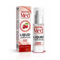 Лубрикант на водній основі Amoreane Med Liquid Vibrator Cherry 30 мл - мініатюра 2